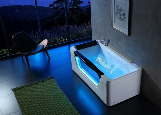 Vasca da bagno a bolla spa per 3 persone con vetro a led frontale e sistema di immersione profonda