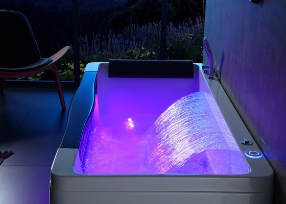 Vasca da bagno a bolla spa per 3 persone con vetro a led frontale e sistema di immersione profonda