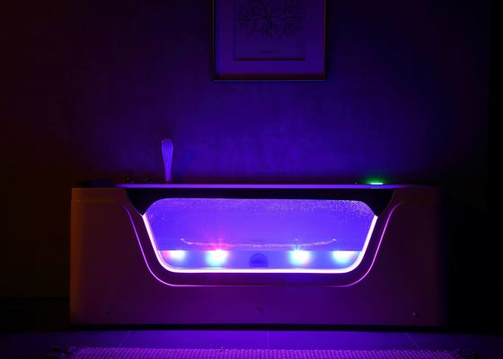 Vasca da bagno a bolla spa per 3 persone con vetro a led frontale e sistema di immersione profonda