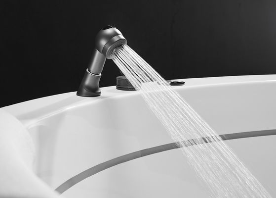 D1600mm Vasca da massaggio rotonda con 2 strisce LED interne Vasca a bolle nascosta - Adaptabile a 3 persone per spazi piccoli