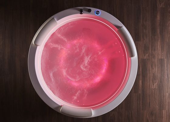 D1600mm Vasca da massaggio rotonda con 2 strisce LED interne Vasca a bolle nascosta - Adaptabile a 3 persone per spazi piccoli