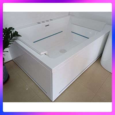 Ladodo E-8042 Vasca da bagno acrilica rettangolare per due persone con getti di massaggio a strisce a LED