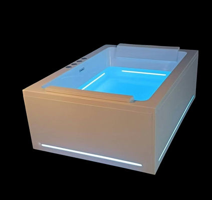Ladodo E-8042 Vasca da bagno acrilica rettangolare per due persone con getti di massaggio a strisce a LED
